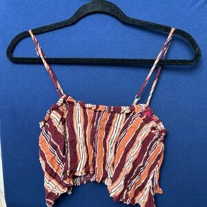 Cotton Candy Burgundy and Orange Striped Crop Top